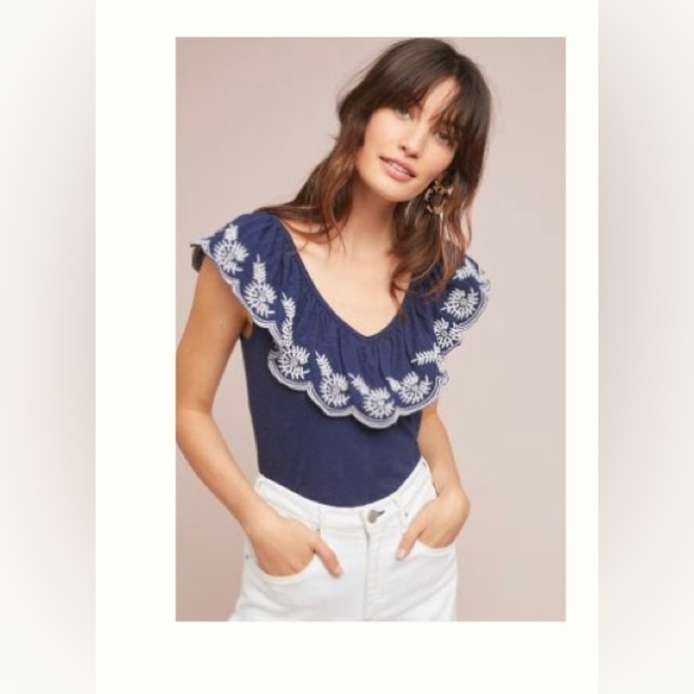Anthropologie Moulinette Soeurs Julieta Embroidered Top